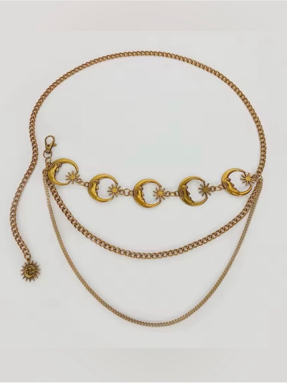Gold Moon & Star Layered Chain Belt - Picture 4 of 4